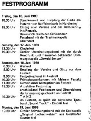 Das Fest-Programm zum 75.jährigen Vereinsjubiläum